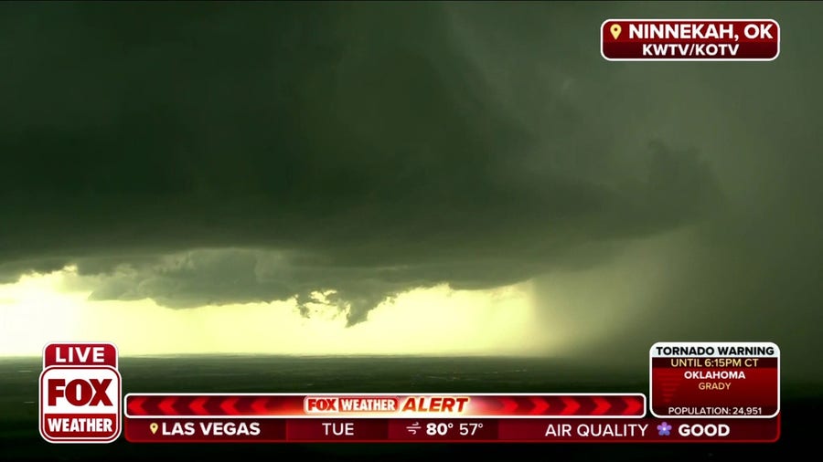 Video: A look at the tornado-warned storm in Ninnekah, OK
