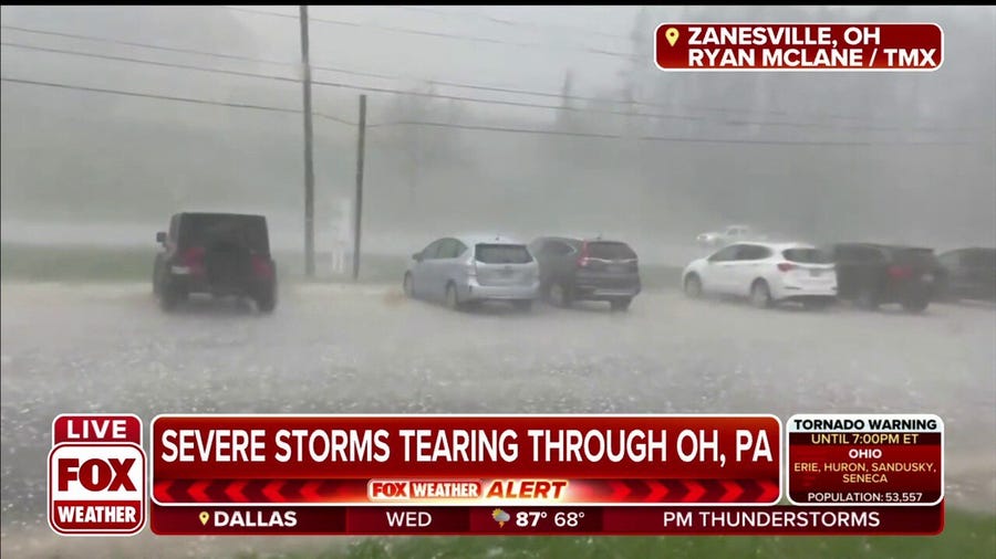 Watch: Video shows large hail falling on vehicles in Ohio