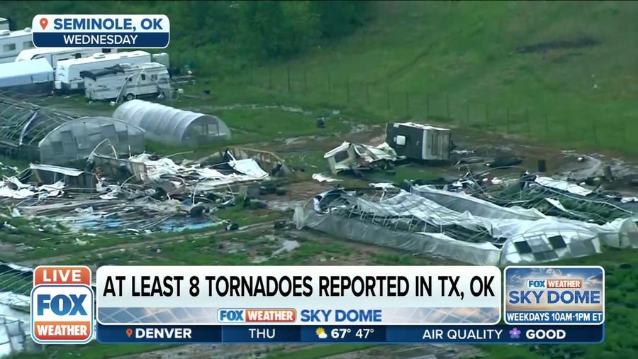 At least 8 tornadoes reported in Texas and Oklahoma on Wednesday