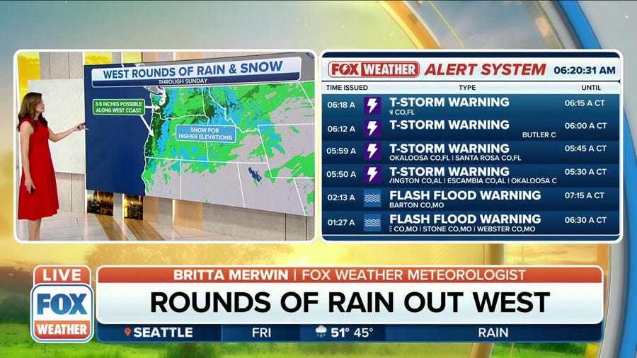 Multiple rounds of soaking rain, heavy mountain snow ahead for the West