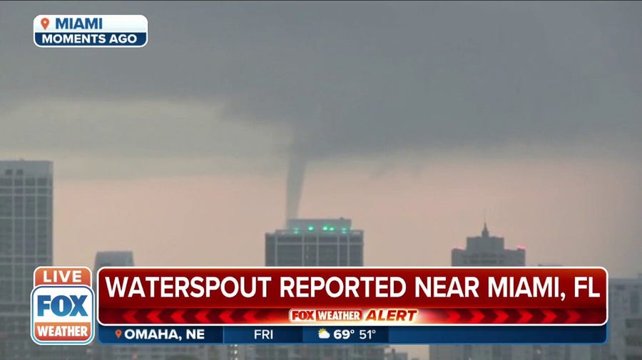 Waterspout seen just off the coast of Miami Friday morning