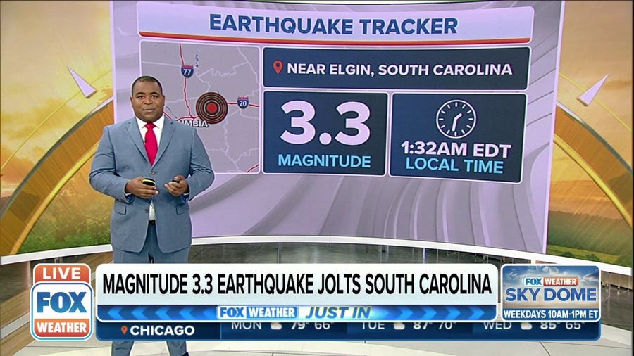 Magnitude 3.3 earthquake jolts South Carolina