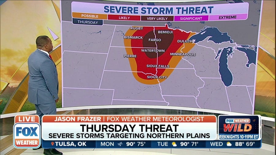 Severe storms targeting the northern Plains on Thursday