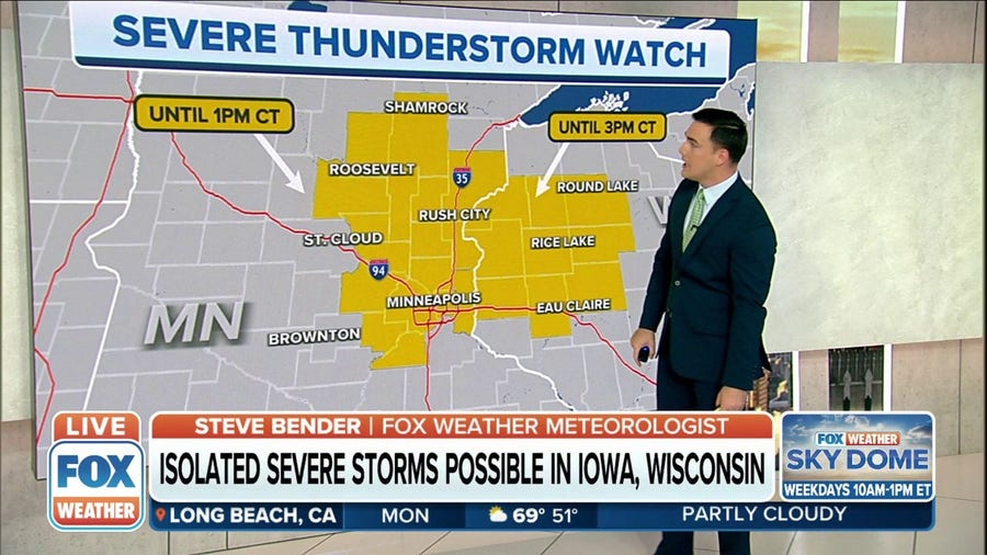 Parts of Wisconsin and Minnesota under Severe Thunderstorm Watch