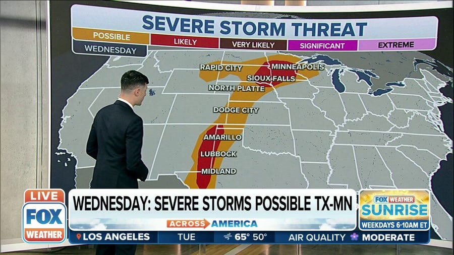 Severe storm threat stretches from Texas to the Northern Plains