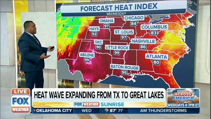 Heat wave expanding from Texas to the Great Lakes