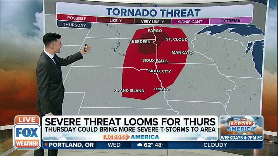 Tornado threat for parts of Plains, upper Midwest on Thursday