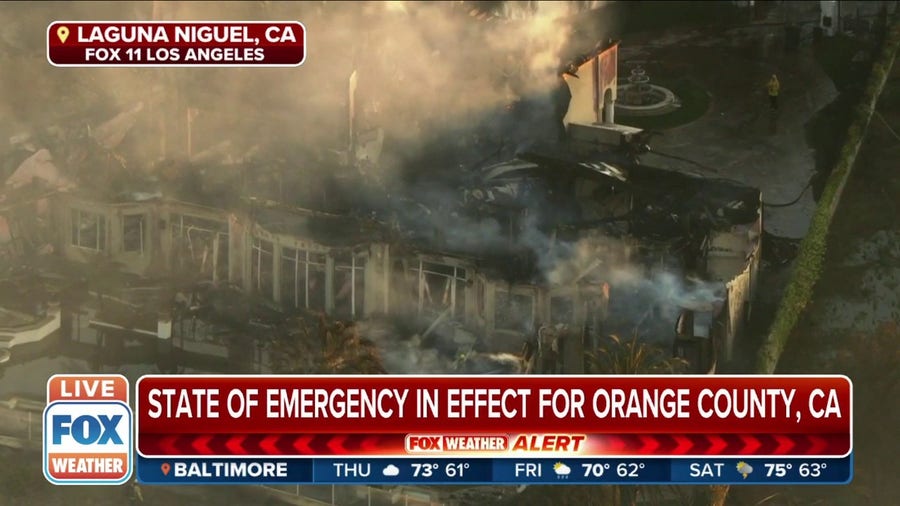 State of emergency in effect for Orange County, CA, as Coastal Fire destroys homes