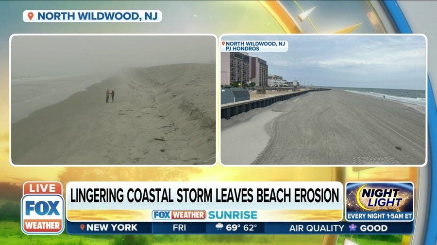 Lingering coastal storm leaves beach erosion along New Jersey coast