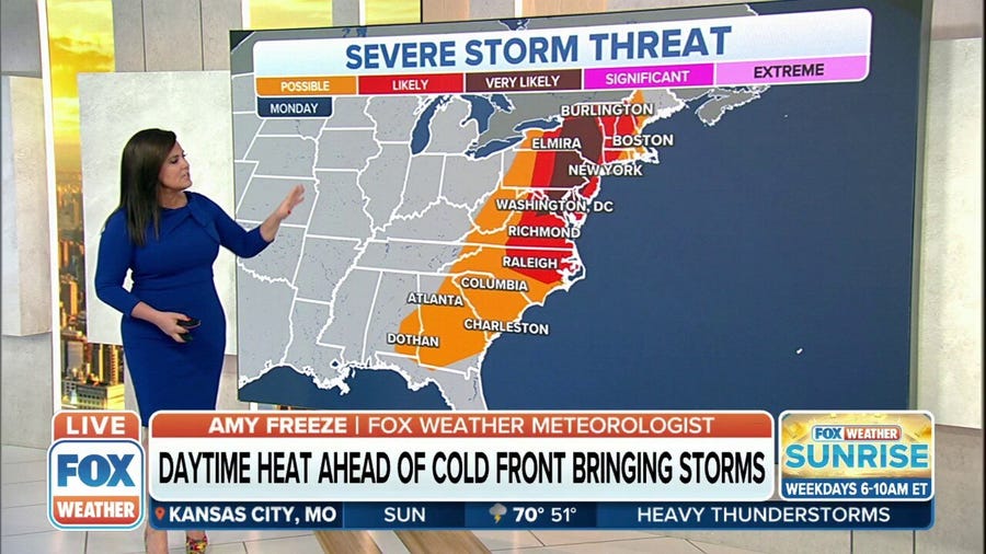 East Coast under threat of severe weather on Monday