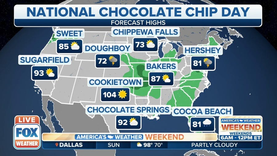 Sweet Forecast: Weather in cities across the country with sweet names on Chocolate Chip Day