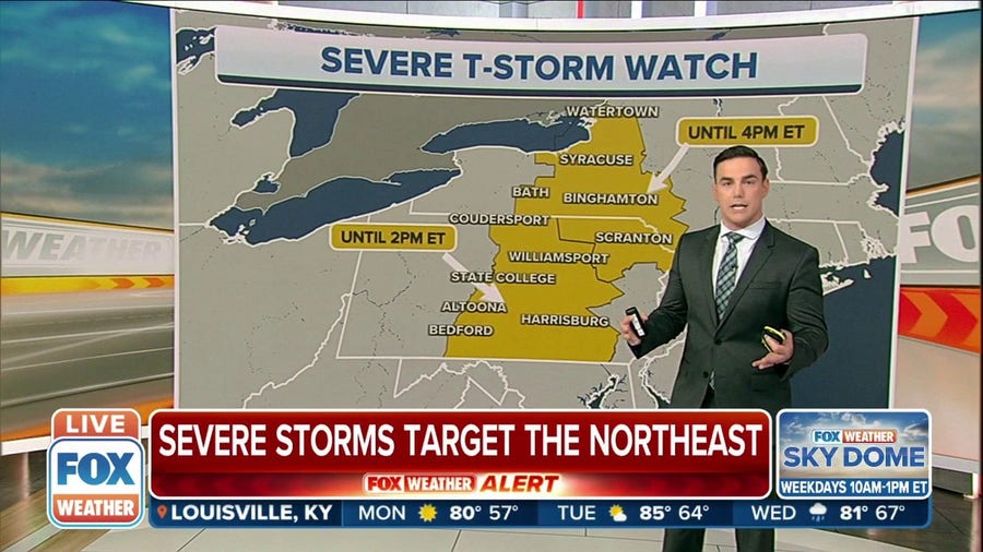 Severe Thunderstorm Watch issued for parts of NY and PA through Monday evening