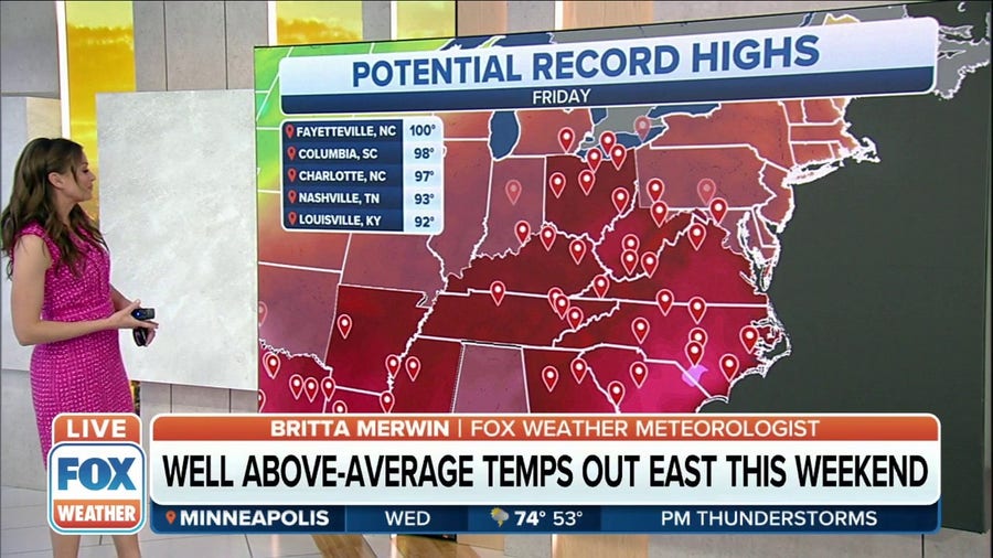 Record heat to shift east into the weekend