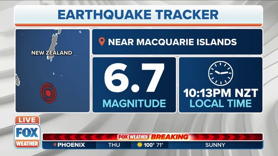 Magnitude 6.7 earthquake detected just south of New Zealand