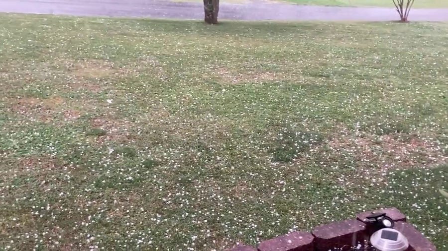 Hail turns grass white in Church Hill, TN