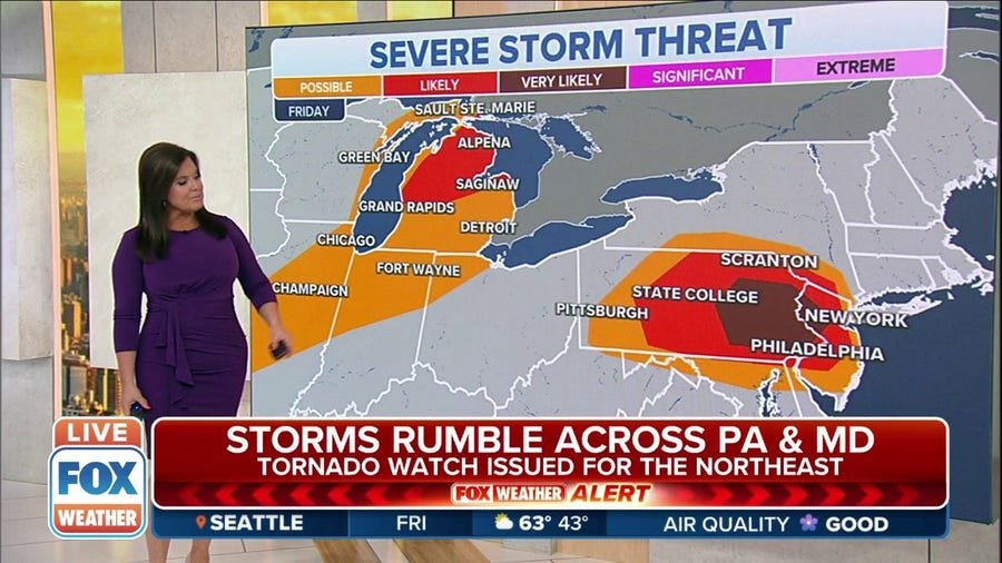 Severe storms could ramp up across parts of the Northeast Friday evening