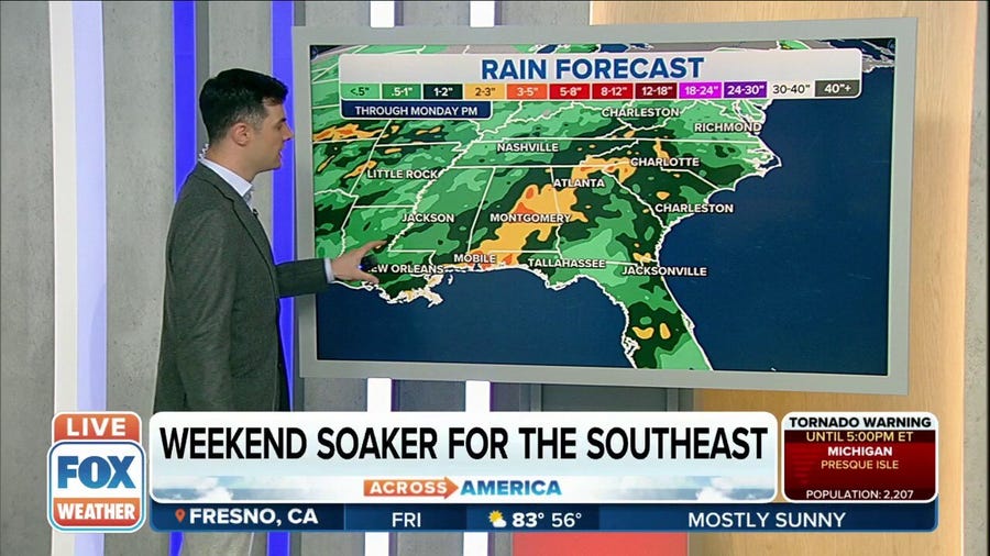 Rounds of rain to soak Southeast this weekend