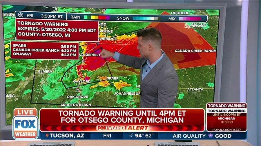Tornado moves through Gaylord, Michigan