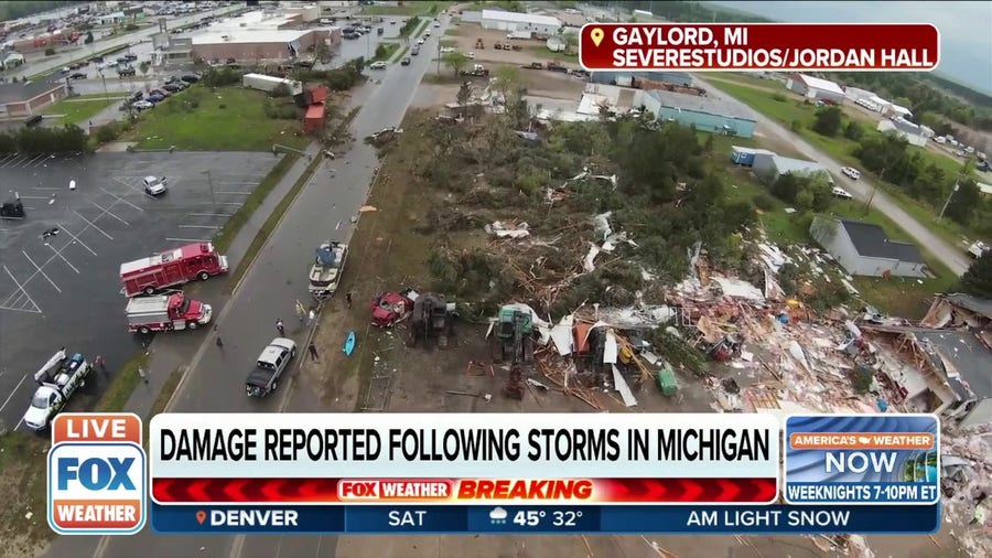 Damage, thousands of power outages reported after tornado in Gaylord, Michigan