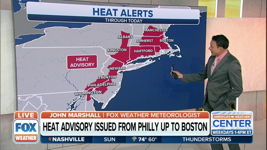 Heat advisories in effect from Philadelphia to Boston