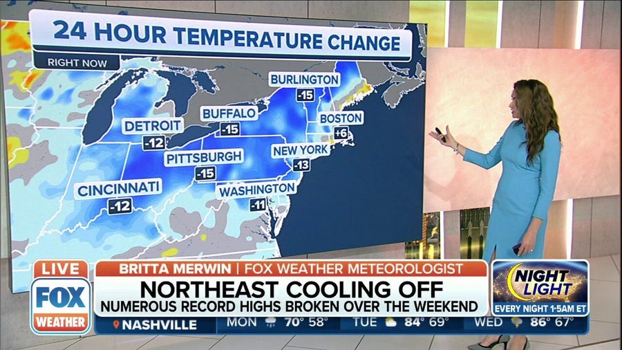 Seasonable temperatures return to Northeast after record highs over the weekend