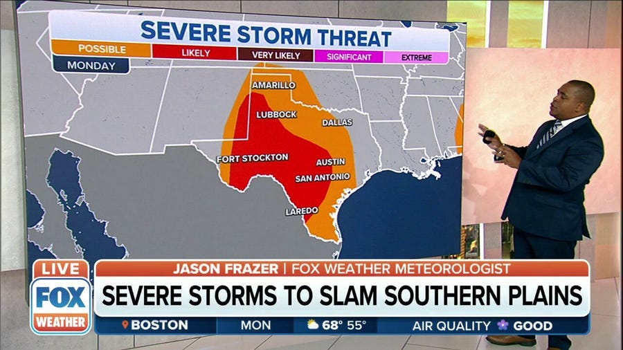 Severe storms packing damaging winds, hail expected to hit Southern Plains