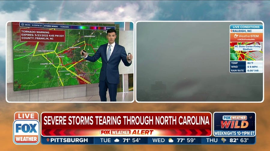 Tornado-warned storms move through North Carolina