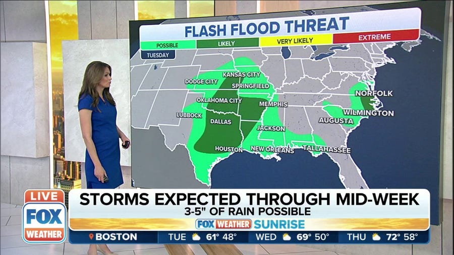 Heavy rain could lead to flash flooding in the Southern Plains