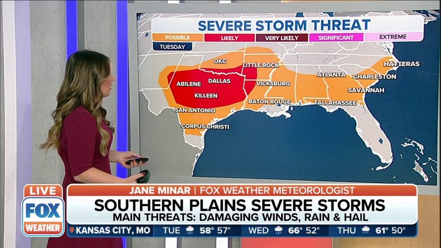 Damaging winds, hail, isolated tornado possible as severe storm threat moves across TX