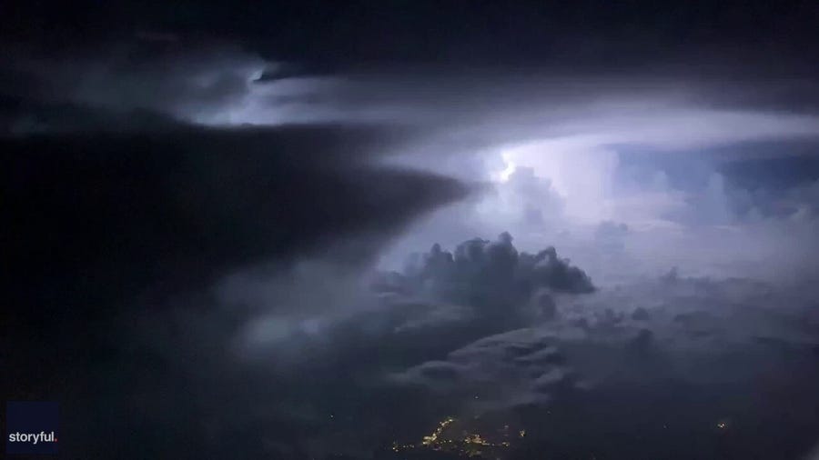 Constant barrage of lightning lights up the skies over Louisiana