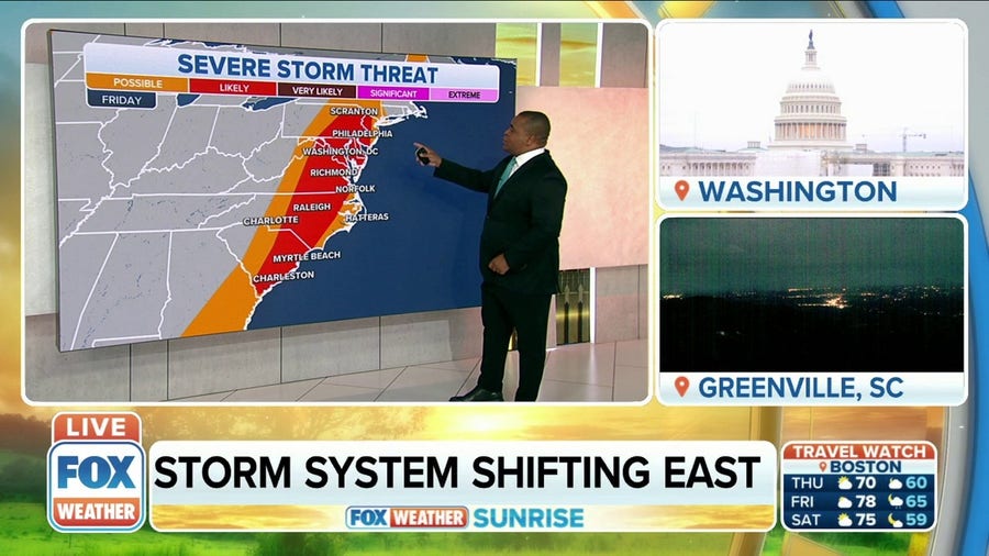 East Coast under threat of severe weather for Friday