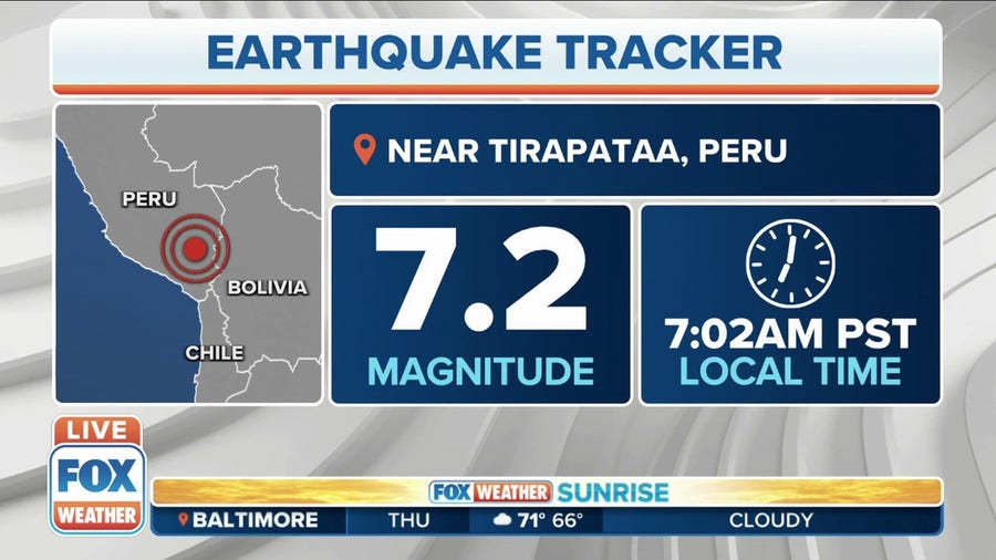 Magnitude 7.2 earthquake strikes Peru