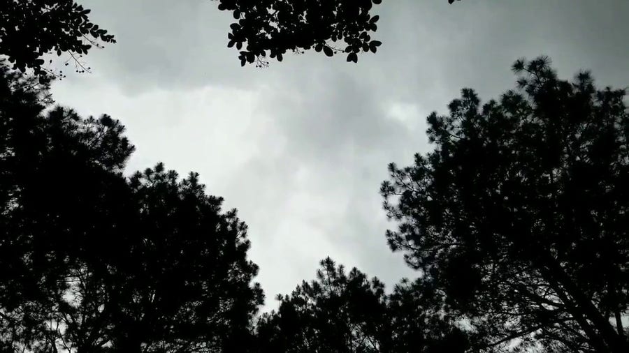 Storm clouds move through Oxford, MD as thunderstorms approach the area