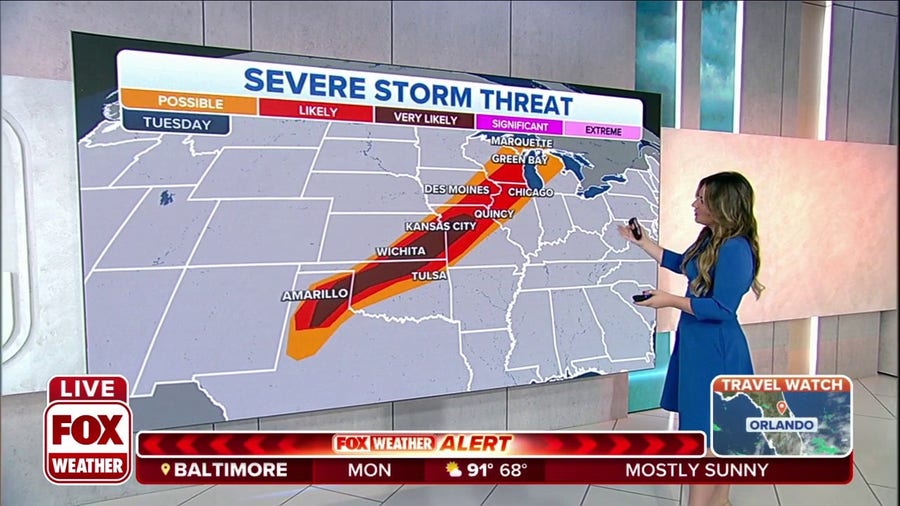 Significant severe weather will hit much of Central US Tuesday and Wednesday