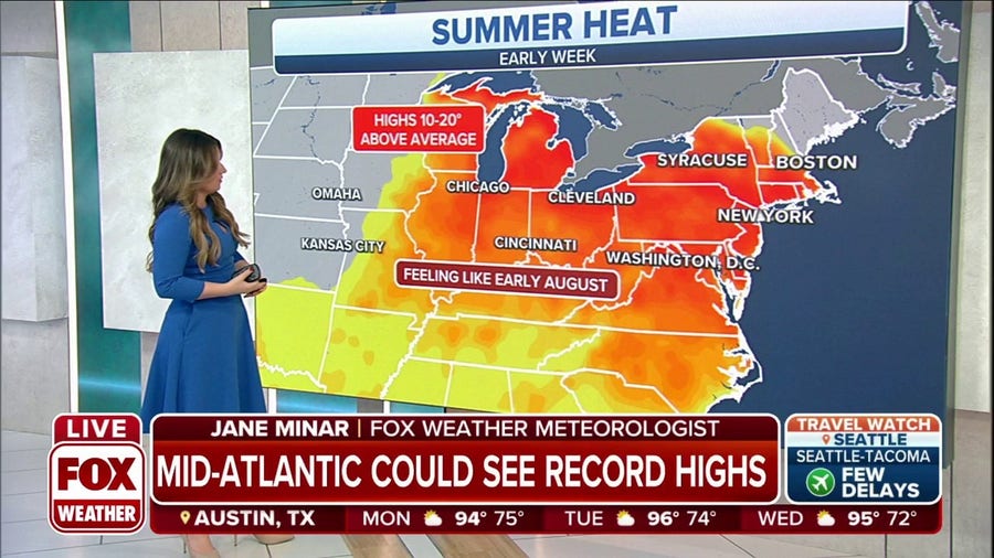 Mid-Atlantic could see record highs this week as temperatures soar in the East