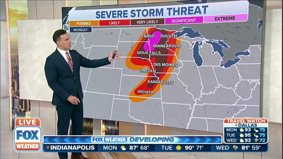 Severe threat includes large hail, intense tornadoes for Upper Midwest on Monday