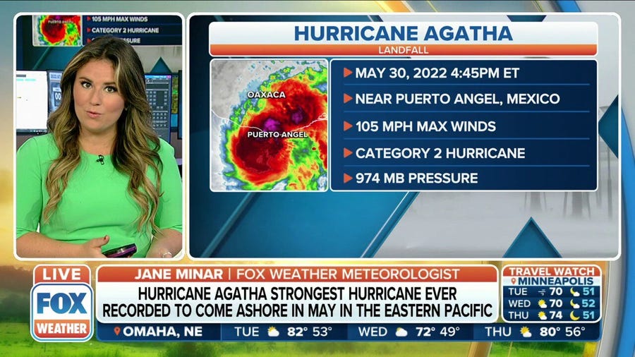 Agatha is strongest hurricane ever recorded to make landfall in May in the Eastern Pacific