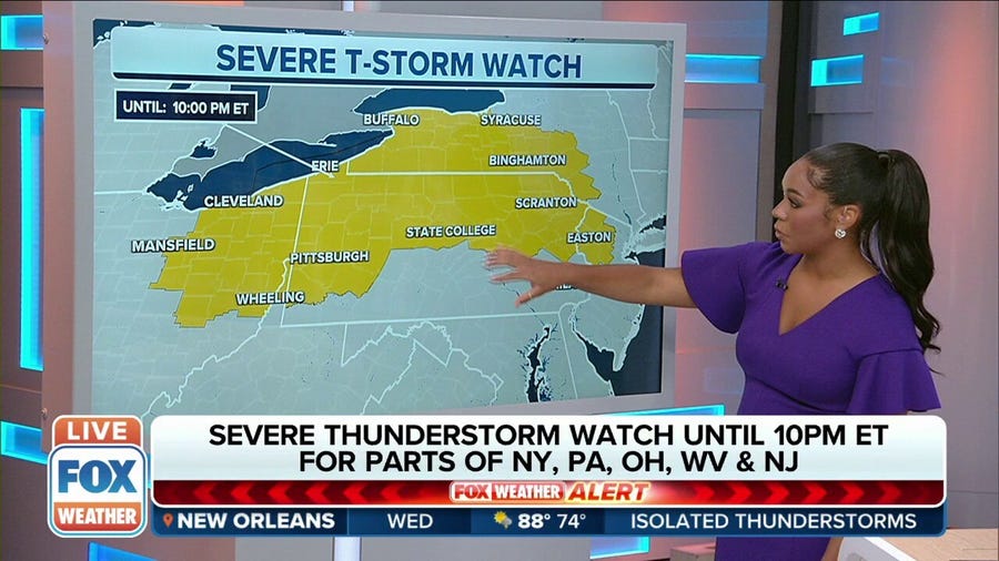 Severe Thunderstorm Watch issued across five states in the Northeast
