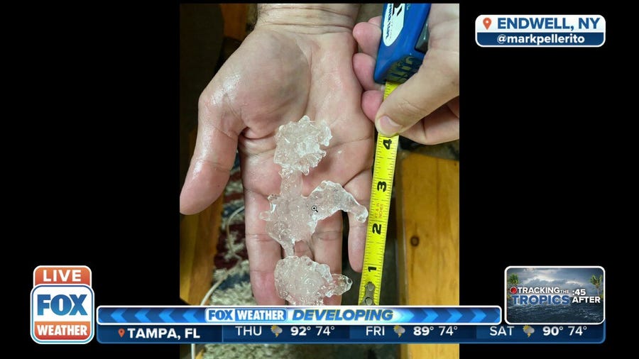 Storm produces large hail in New York