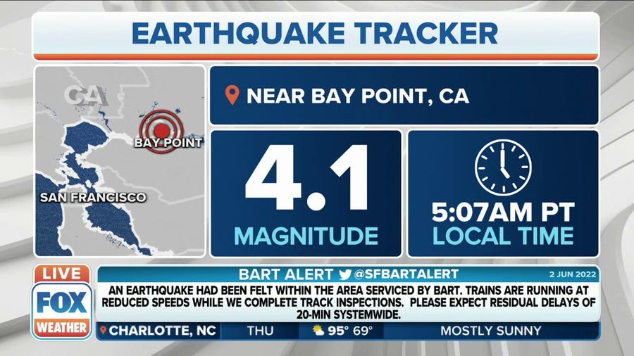 Magnitude 4.1 earthquake shakes San Francisco Bay area