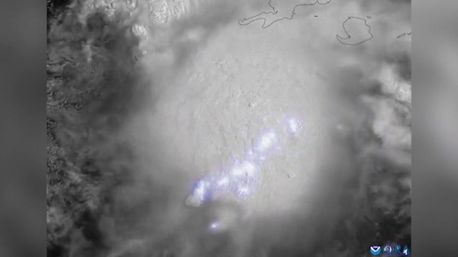 NOAA GOES 16 Satellite shows lightning associated with tropical disturbance