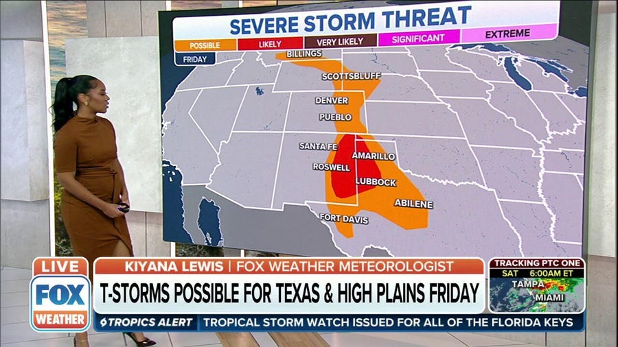 Severe storms possible from Texas to High Plains on Friday
