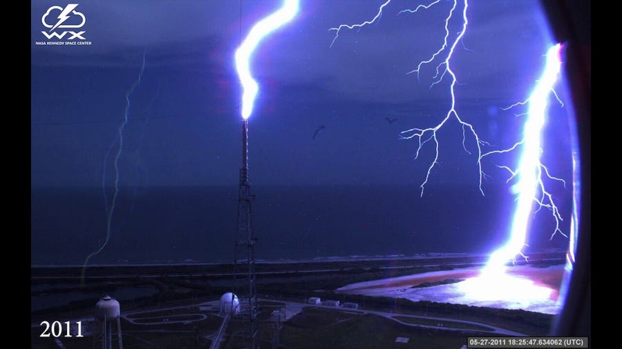 Historical lightning strikes at the Kennedy Space Center