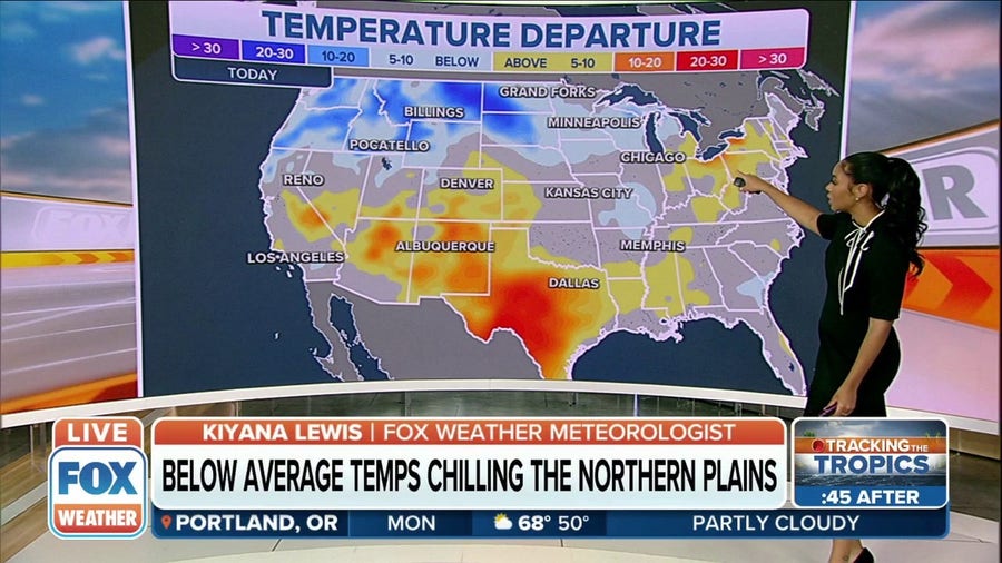 Northern Plains to see below-average temps until midweek