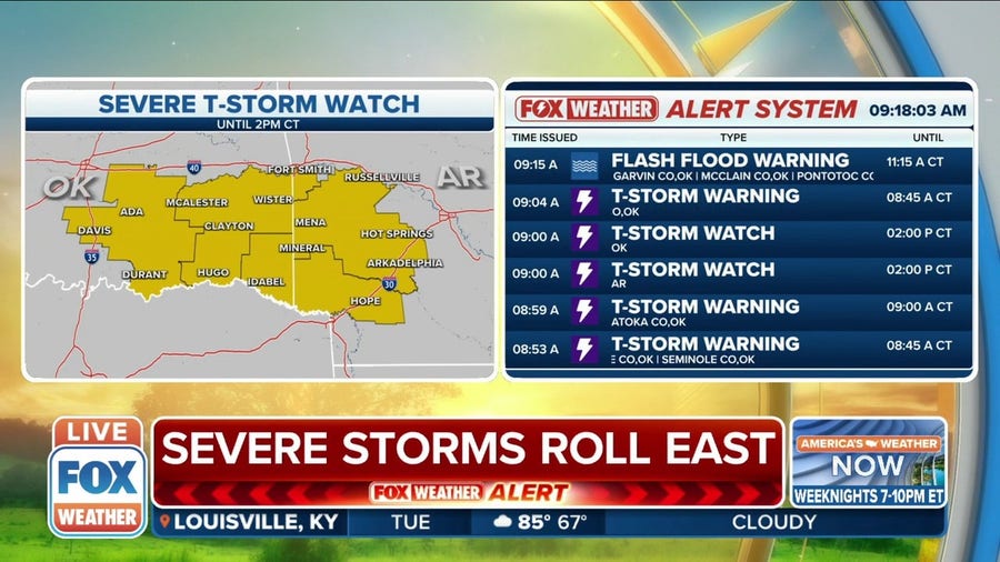 Severe Thunderstorm Watch issued for parts of Arkansas and Oklahoma