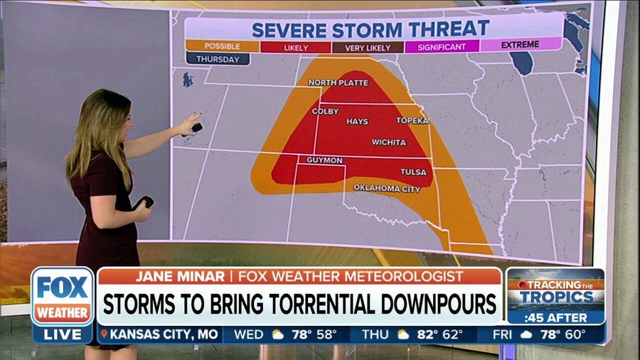 Severe storms to continue in Central US, parts of Southeast later this week