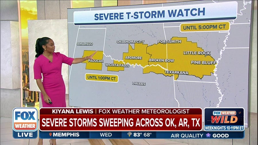 Severe Thunderstorm Watch issued across parts of TX, OK and AR