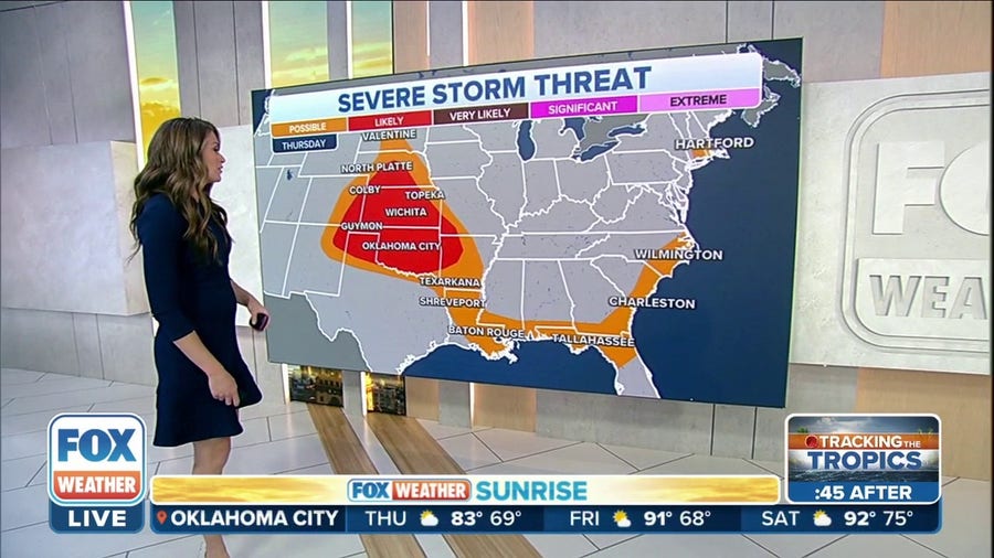 Severe storms with large hail, damaging winds to develop over Central US on Thursday