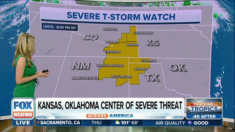 Severe Thunderstorm Watch issued from parts of Colorado to Texas