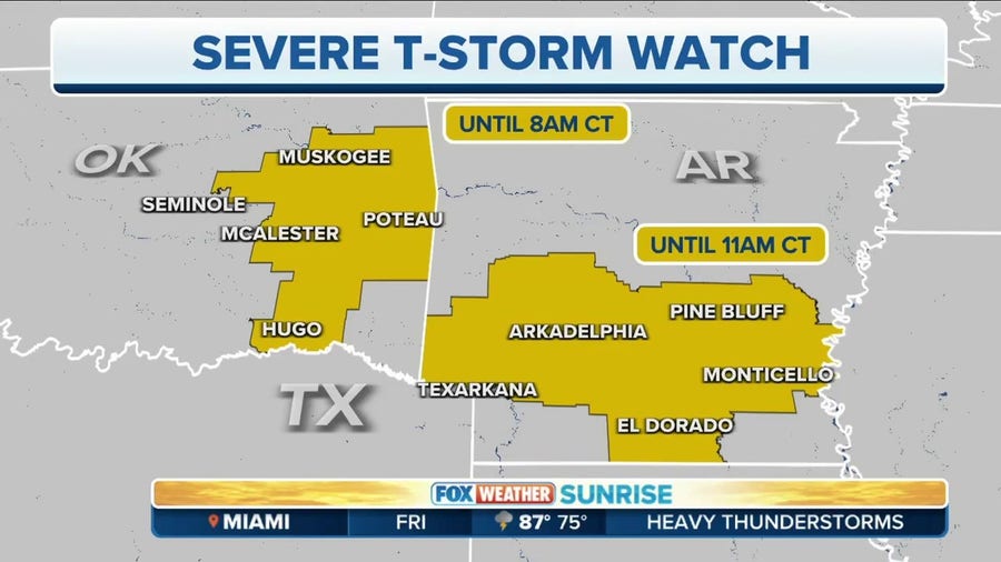 Severe Thunderstorm Watch extends to parts of Arkansas